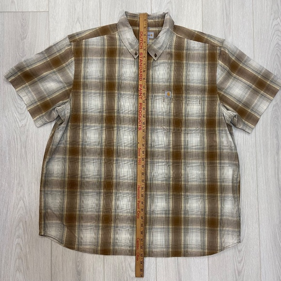 Men's Carharrt Relax Fit Shirt Short Sleeve Button Up Shirt Size 2XL - Picture 6 of 9